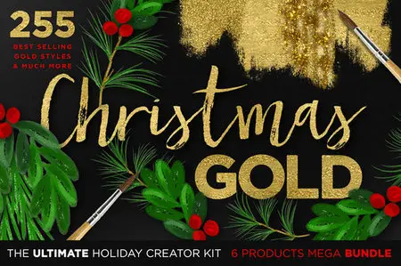 CreativeMarket - Christmas Gold Bundle