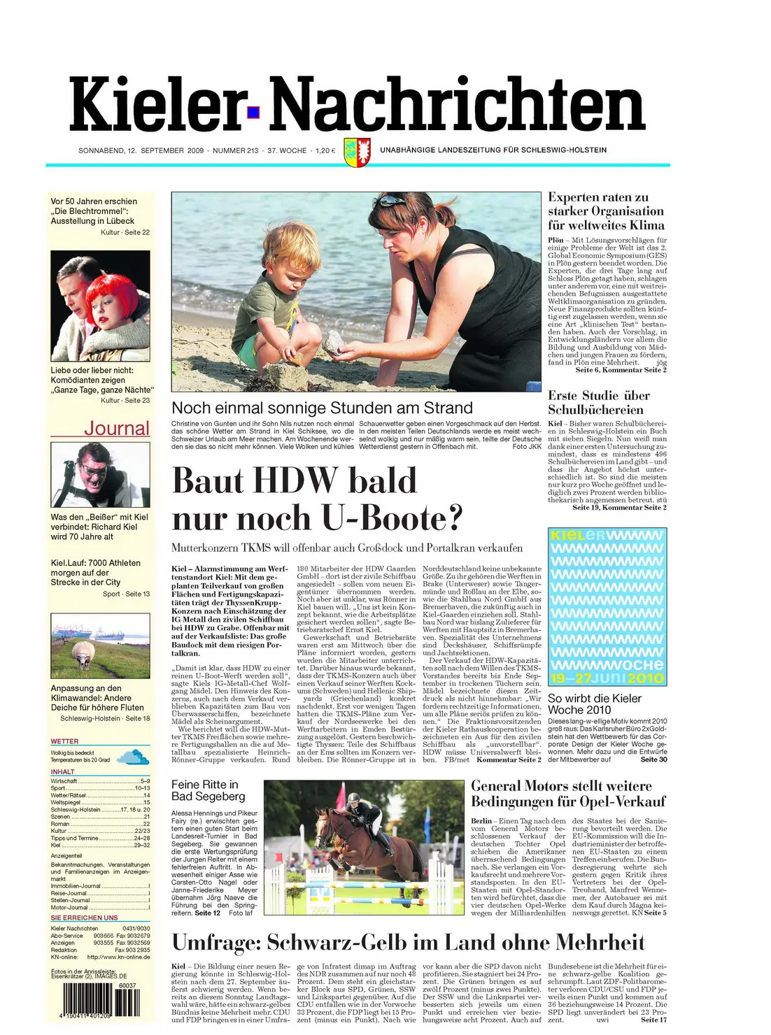 Kieler Nachrichten vom 12. September 2009