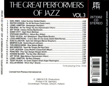 VA – The Great Performers Of Jazz - Volumes 1, 2 & 3 (Comp. 1989) (3-CD)