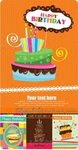 Happy birthday cake card vector