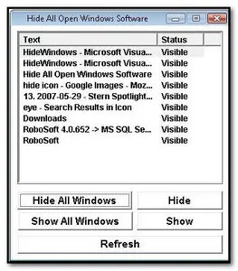 Hide All Open Windows Software v7.0