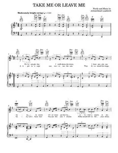 Take Me Or Leave Me - Glee TV Series, Glee Cast, Rent Musical (Piano-Vocal-Guitar)