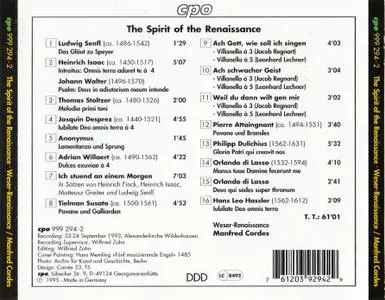 The Spirit of the Renaissance - Ensemble Weser-Renaissance Bremen, Manfred Cordes (1995) {CPO 999-294-2}