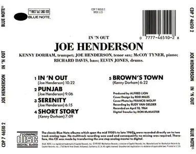 Joe Henderson – In ‘N Out (1964)(Blue Note USA Pressing)(CDP 746510 2)
