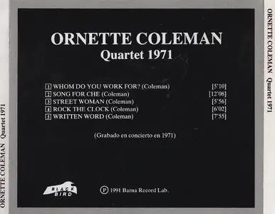 Ornette Coleman - Quartet 1971 (1991) {Black Bird}