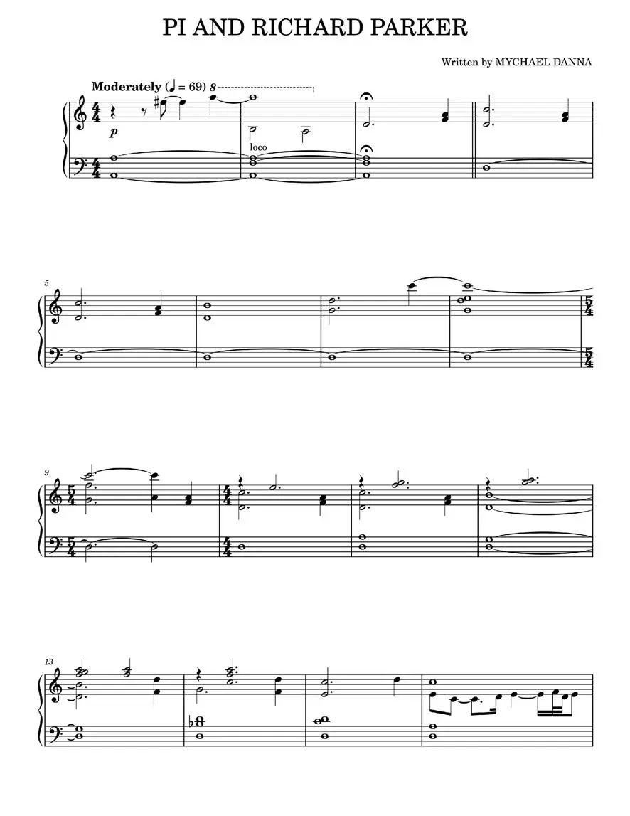 Pi And Richard Parker - Life of Pi Movie, Mychael Danna (Piano Solo)