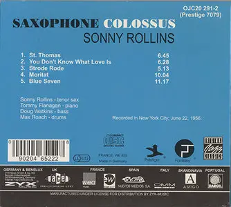 Sonny Rollins - Saxophone Colossus (1998) [90's german ZYX release]