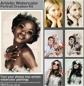 GraphicRiver - Artistic Watercolor Portrait Creation Kit