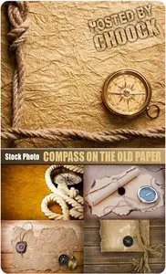 Compass on the old paper - Stock Photo