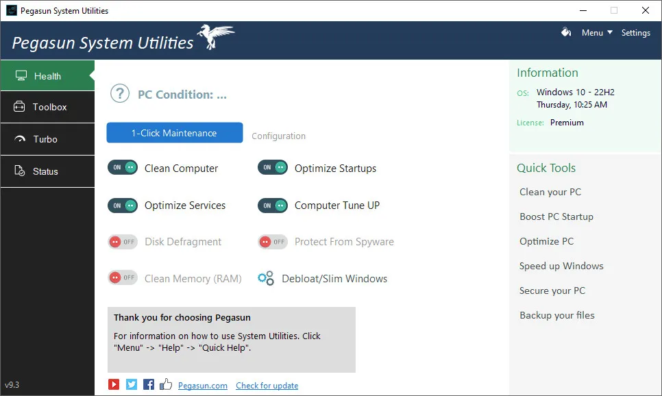 Pegasun System Utilities 9.3.1 Multilingual
