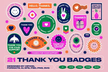 EE - 21 Thank You Badges & Stickers 2Q99MNV