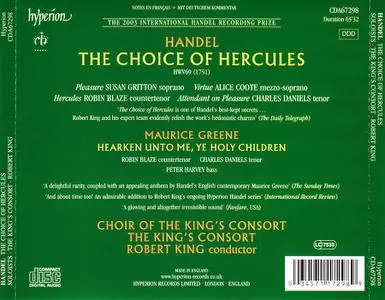 Robert King, The King’s Consort - Handel: The Choice of Hercules; Maurice Greene: Hearken unto me, ye holy children (2002)