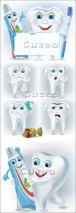 Vector - Funny toot with toothpaste and toothbrush
