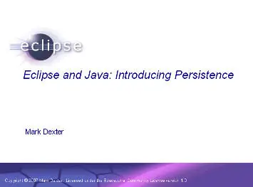Eclipse and Java: Introducing Persistence