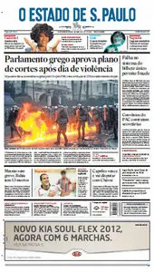 Jornal O Estado de São Paulo - 13 de fevereiro 2012 - Segunda 