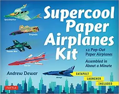 Supercool Paper Airplanes Kit: 12 Pop-Out Paper Airplanes Assembled in About a Minute: Kit Includes Instruction Book, Pr