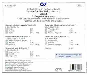 Johann Christian Bach - Freiburger Barockorchester - Concerti (2007)