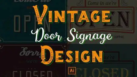 Vintage Door Signage Design in Adobe Illustrator