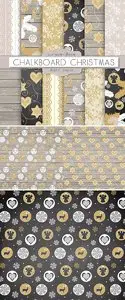 Chalkboard Wood Christmas Digital Papers