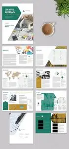 Corporate Brochure with Green and Brown Accents 517753811