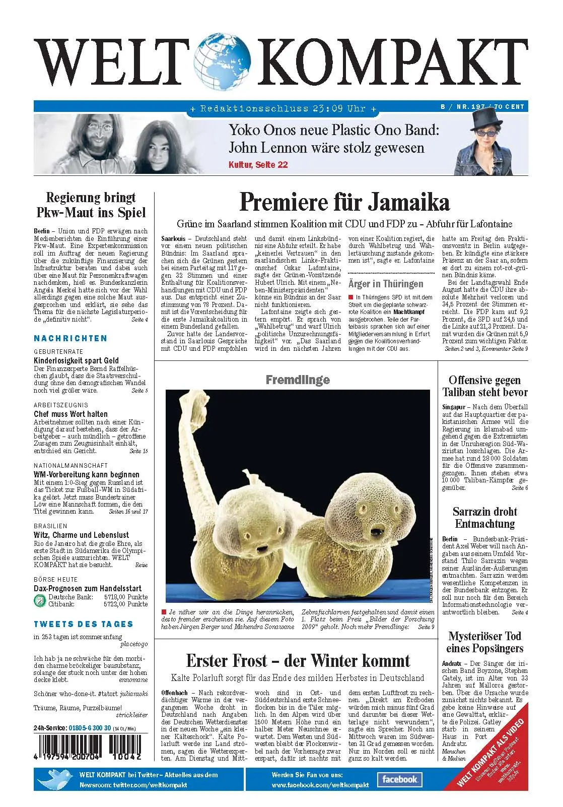 Die Welt kompakt vom 12. Oktober 2009