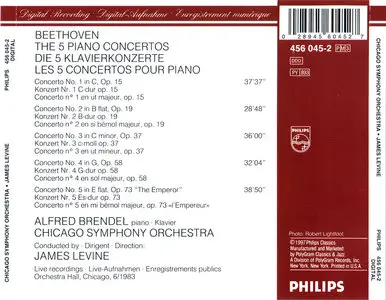 Alfred Brendel, Chicago CO, James Levine - Ludwig van Beethoven: The Five Piano Concertos (1983) 3CD, Remastered 1997