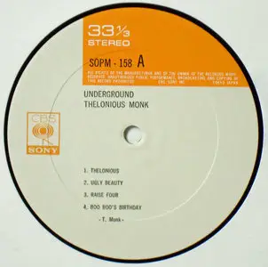 Thelonious Monk - Underground (Japan CBS Sony) Vinyl rip in 24 Bit/ 96 Khz + CD 