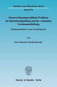 Steuerverfassungsrechtliche Probleme der Betriebsaufspaltung und der verdeckten Gewinnausschüttung: Rechtsgrundsätze versus Ger