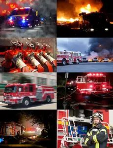 Fire truck firefighter 911 lifesaver extinguishing fire tragedy