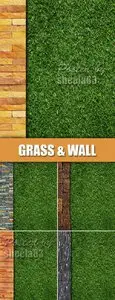 Stock Photo - Grass & Wall