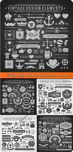 Vintage design elements label and banner vector 2