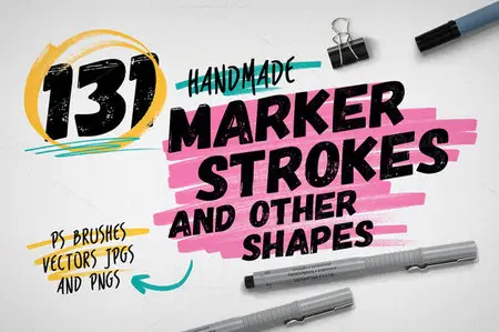 CreativeMarket - 131 Handmade Marker Pen Strokes
