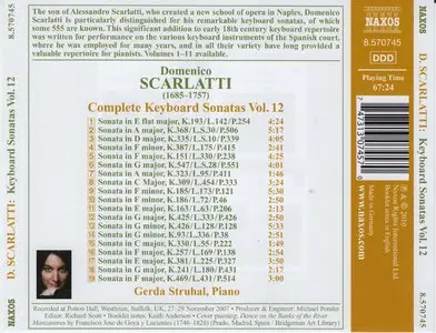 Domenico Scarlatti (1685-1757). Complete Piano Sonatas Vol 12. Gerda Struhal, Piano