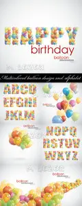 Multicolored balloon design and alphabet vector