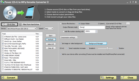 Power CD+G to MP4 Karaoke Converter 2.0.6