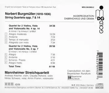 Mannheimer Streichquartett - Norbert Burgmüller: Complete String Quartets Vol. 1 (2000)