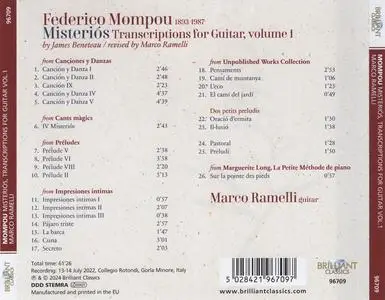 Marco Ramelli - Federico Mompou: Misteriós, Guitar Transcriptions, Vol. 1 (2024)