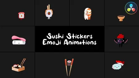 Sushi Stickers Emoji Animations for DaVinci Resolve 58050874