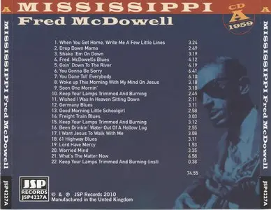 Mississippi Fred McDowell - Down Home Blues 1959 [2cd] {2011 JSP Records remaster}
