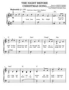 The Night Before Christmas Song - Gene Autry, Johnny Marks, Rosemary Clooney (Easy Piano)