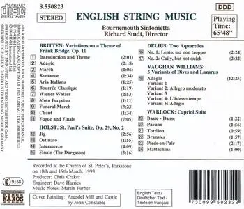 Richard Studt - English String Music: Britten, Holst, Delius, Williams, Warlock (1994) (Repost)