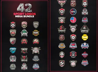 CreativeMarket - 42 Sport logos MEGA BUNDLE