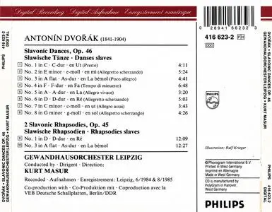 Kurt Masur, Gewandhausorchester Leipzig - Antonín Dvořák: Slavonic Dances Op. 46, Rhapsodies Nos. 1 & 3 (1985)