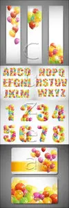 Vector - Holiday banners with ballons and alfabet