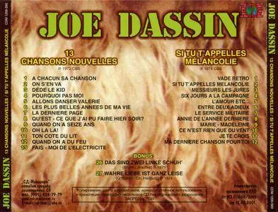 Joe Dassin - 13 Chansons Nouvelles 1973 & Si Tu T'Appelles Melancolie ...