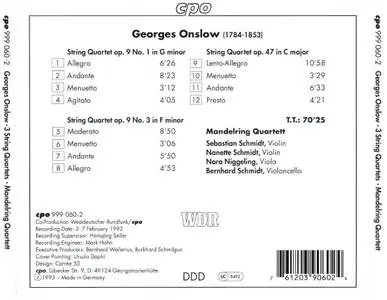 Mandelring Quartett - George Onslow: String Quartets Vol.1 (1993)