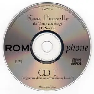 Rosa Ponselle - The Victor Recordings 1926-1929 (1994) {2CD Set Romophone 81007-2}