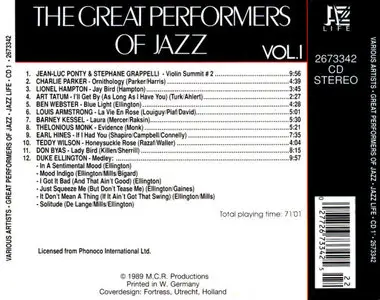 VA – The Great Performers Of Jazz - Volumes 1, 2 & 3 (Comp. 1989) (3-CD)
