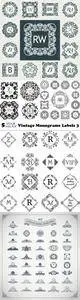 Vectors - Vintage Monograms Labels 3