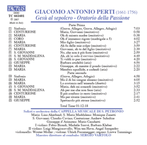 Giacomo Antonio Perti - Gesù al Sepolcro